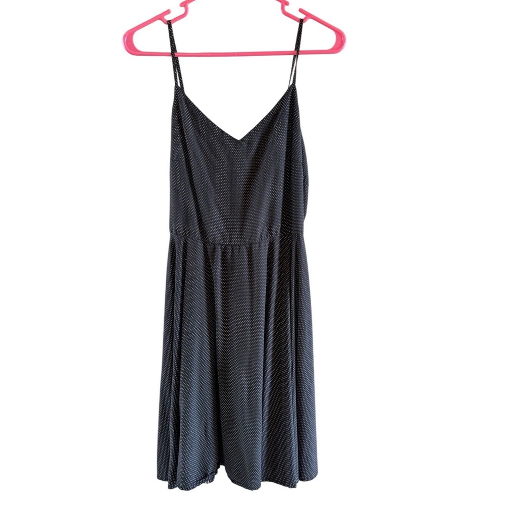 GAP Dress Size Small Micro Polka Dot Black White Spaghetti Strap Smocked Back